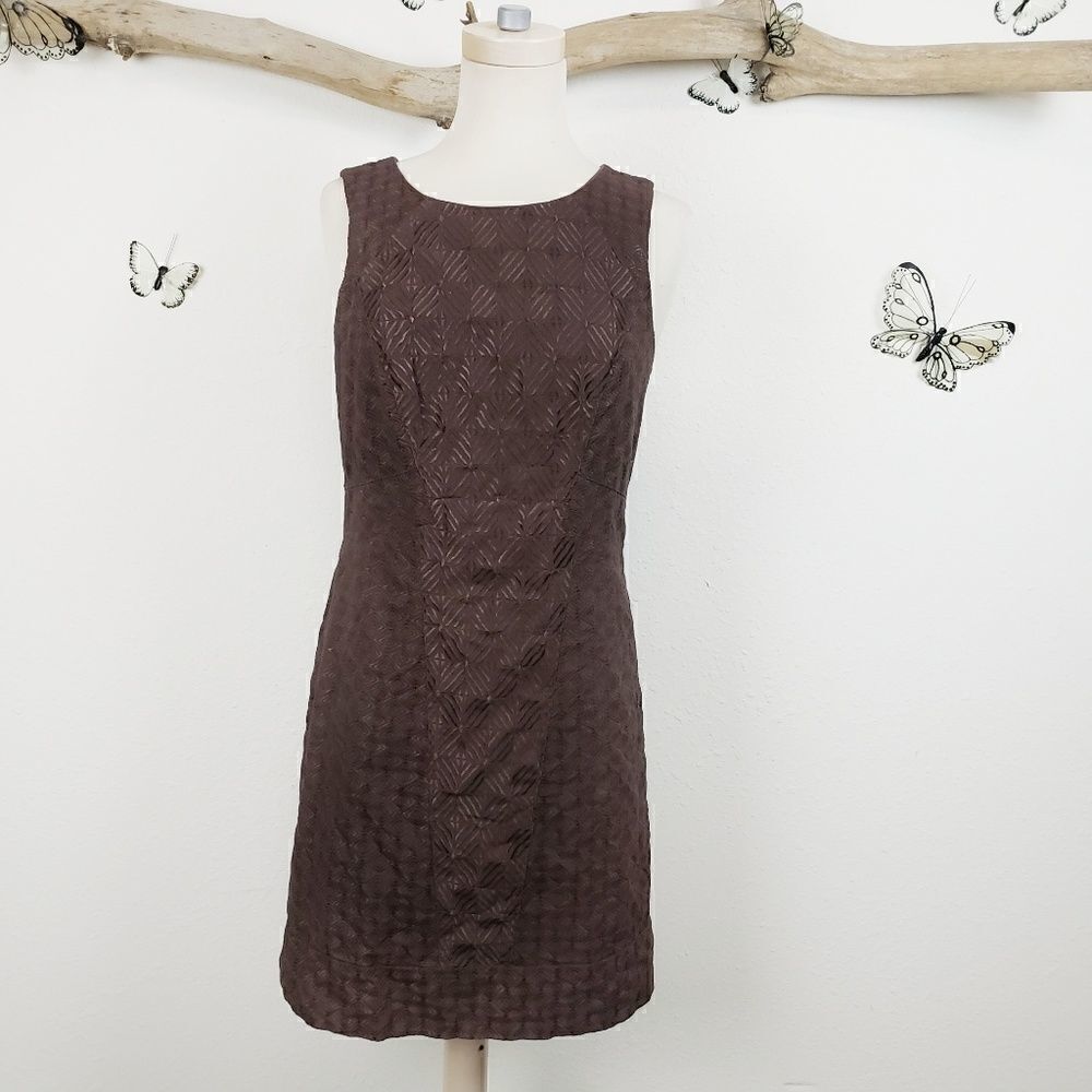White House black market brown embroider dress